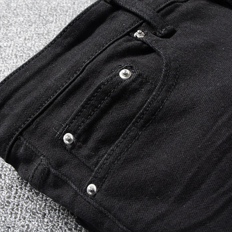 VALIFIED BLACK DISTRESSED SLIM FIT JEANS