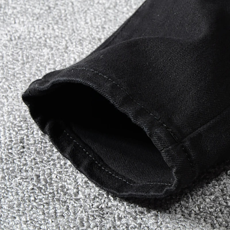 VALIFIED BLACK DISTRESSED SLIM FIT JEANS