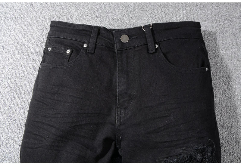 VALIFIED BLACK DISTRESSED SLIM FIT JEANS