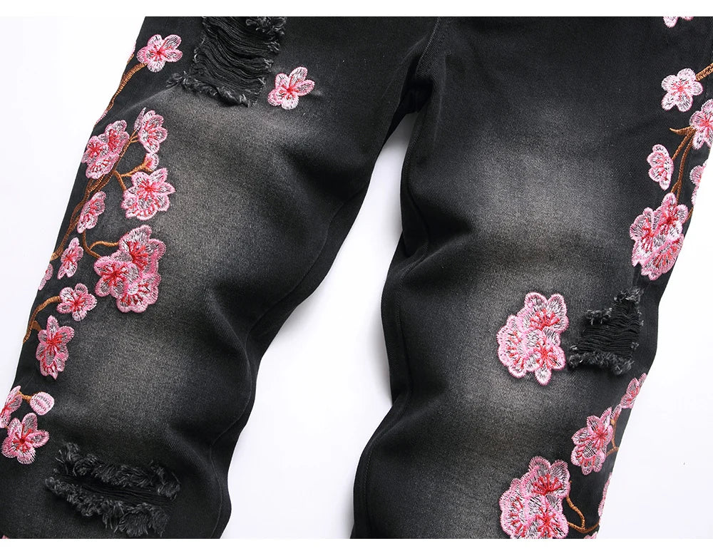VALIFIED CHARMING FLOWERS FLARED JEANS (Dark Edition)