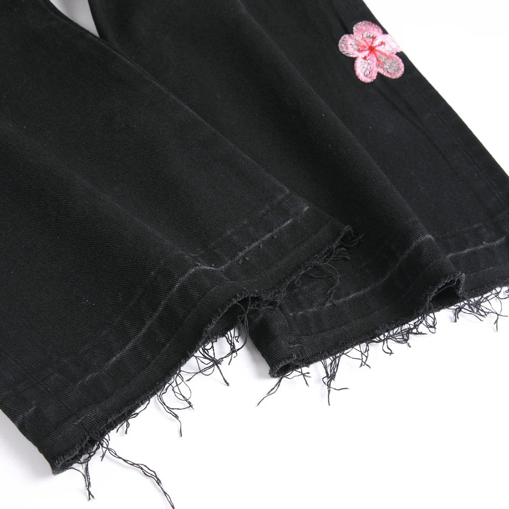 VALIFIED CHARMING FLOWERS FLARED JEANS (Dark Edition)