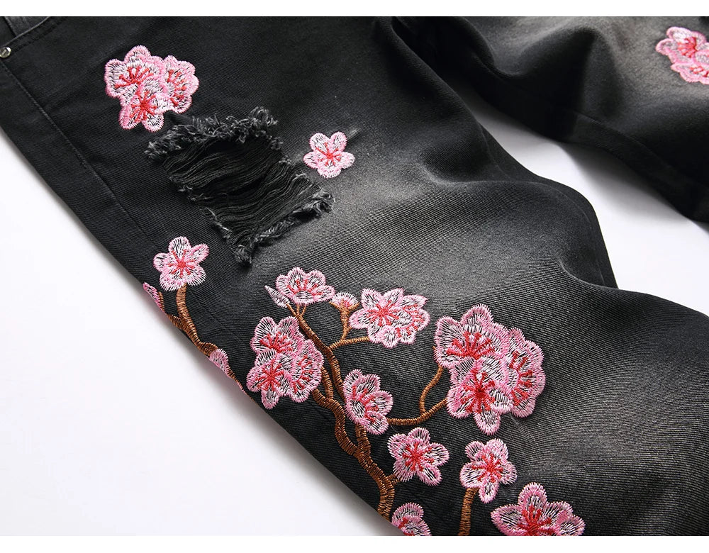 VALIFIED CHARMING FLOWERS FLARED JEANS (Dark Edition)