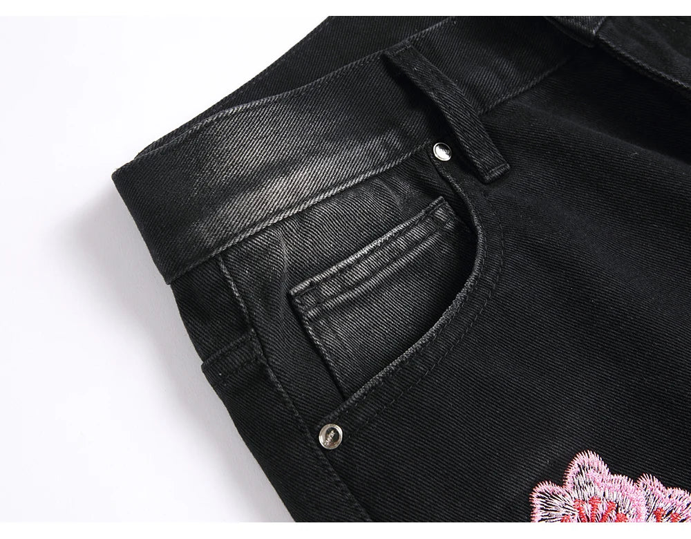 VALIFIED CHARMING FLOWERS FLARED JEANS (Dark Edition)