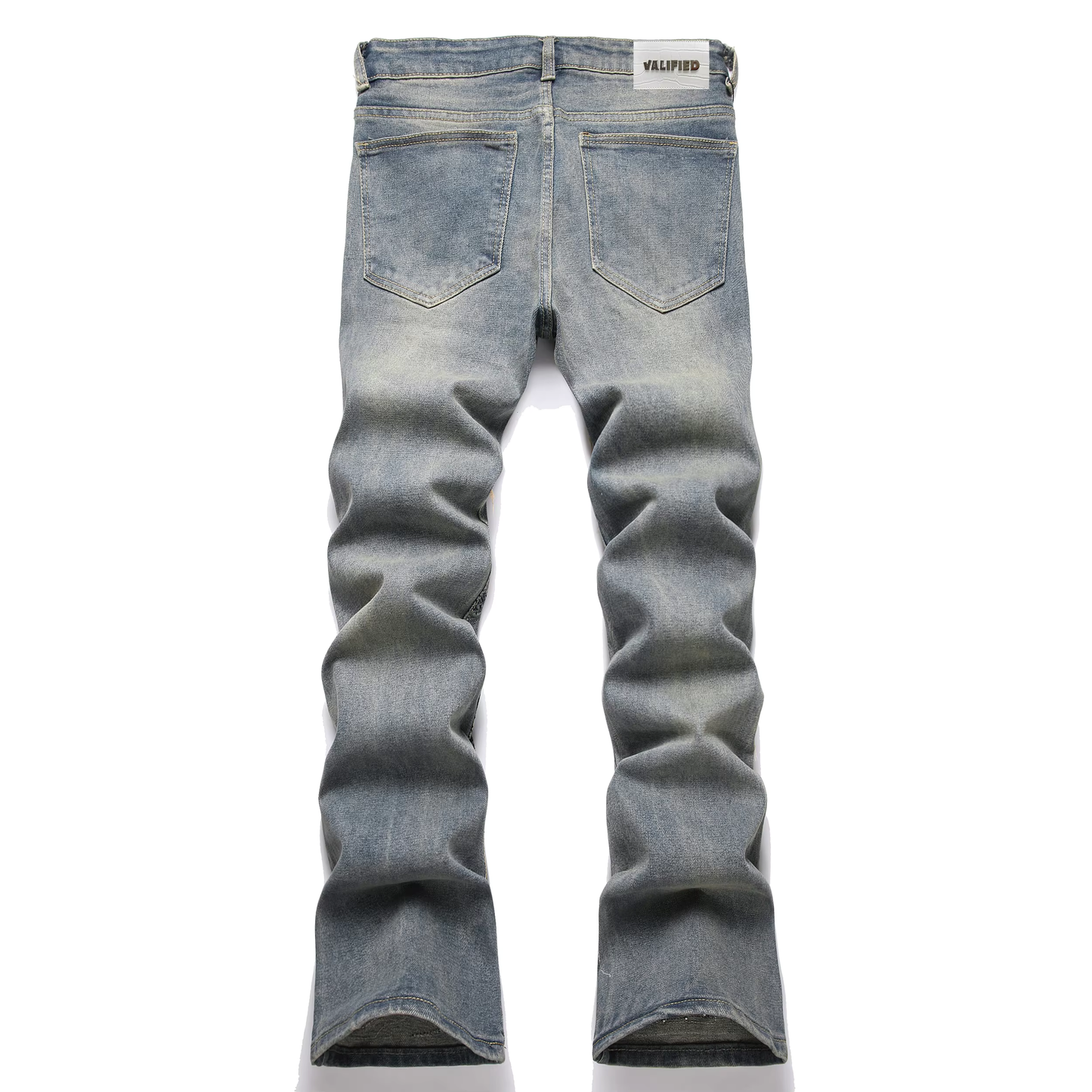 VALIFIED BEIGE SPIKED FLARED JEANS