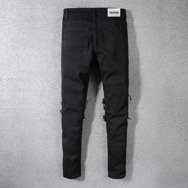 VALIFIED BLACK DISTRESSED SLIM FIT JEANS