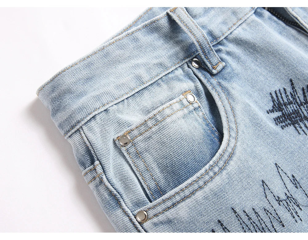 VALIFIED SKYLINE GRAFFITI FLARED JEANS