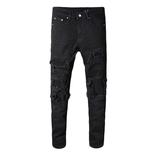 VALIFIED BLACK DISTRESSED SLIM FIT JEANS