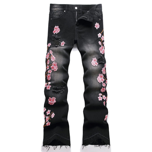 VALIFIED CHARMING FLOWERS FLARED JEANS (Dark Edition)