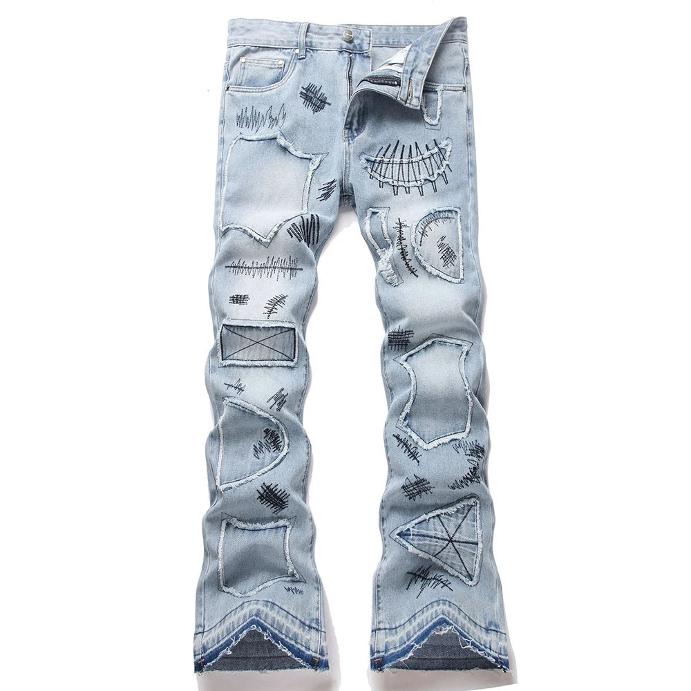 VALIFIED SKYLINE GRAFFITI FLARED JEANS