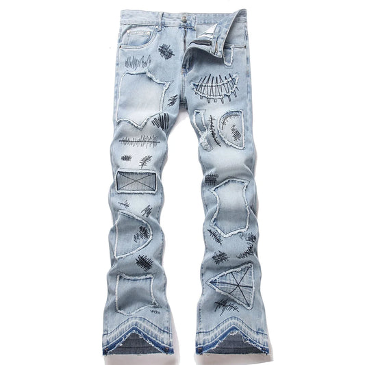 VALIFIED SKYLINE GRAFFITI FLARED JEANS